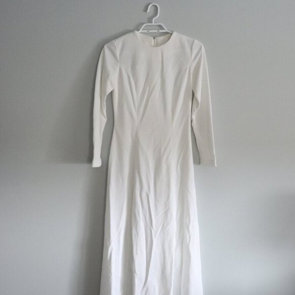 BNWOT Vintage Women's XS White Union 70's Winter Wedding w Hood Maxi Dress Gown